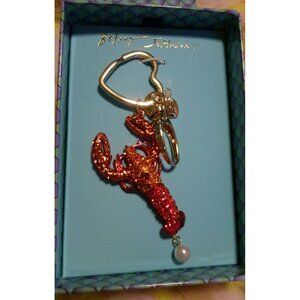 NEW Betsey Johnson Crystal Lobster Key Fob & Bag Charm